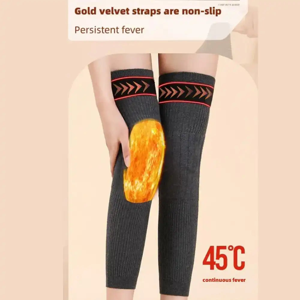 1 Pair Woolen Blend Thermal Knee Warmers Breathable Elastic for Women Men & Old People