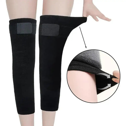 1 Pair Woolen Blend Thermal Knee Warmers Breathable Elastic for Women Men & Old People