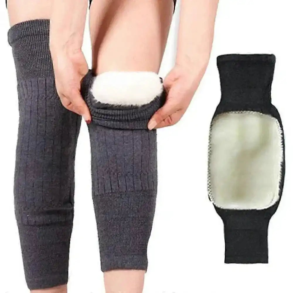 1 Pair Woolen Blend Thermal Knee Warmers Breathable Elastic for Women Men & Old People
