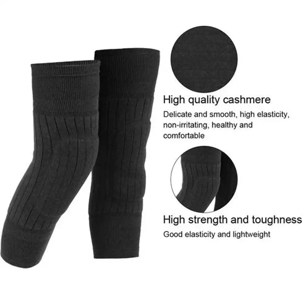 1 Pair Woolen Blend Thermal Knee Warmers Breathable Elastic for Women Men & Old People