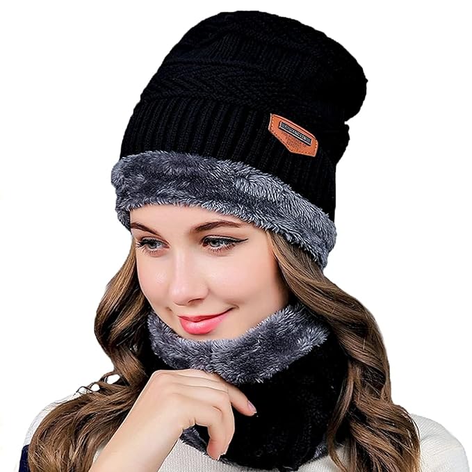 2-in-1 Knitted Winter Scarf Beanie Caps (Available in 5 Colors)