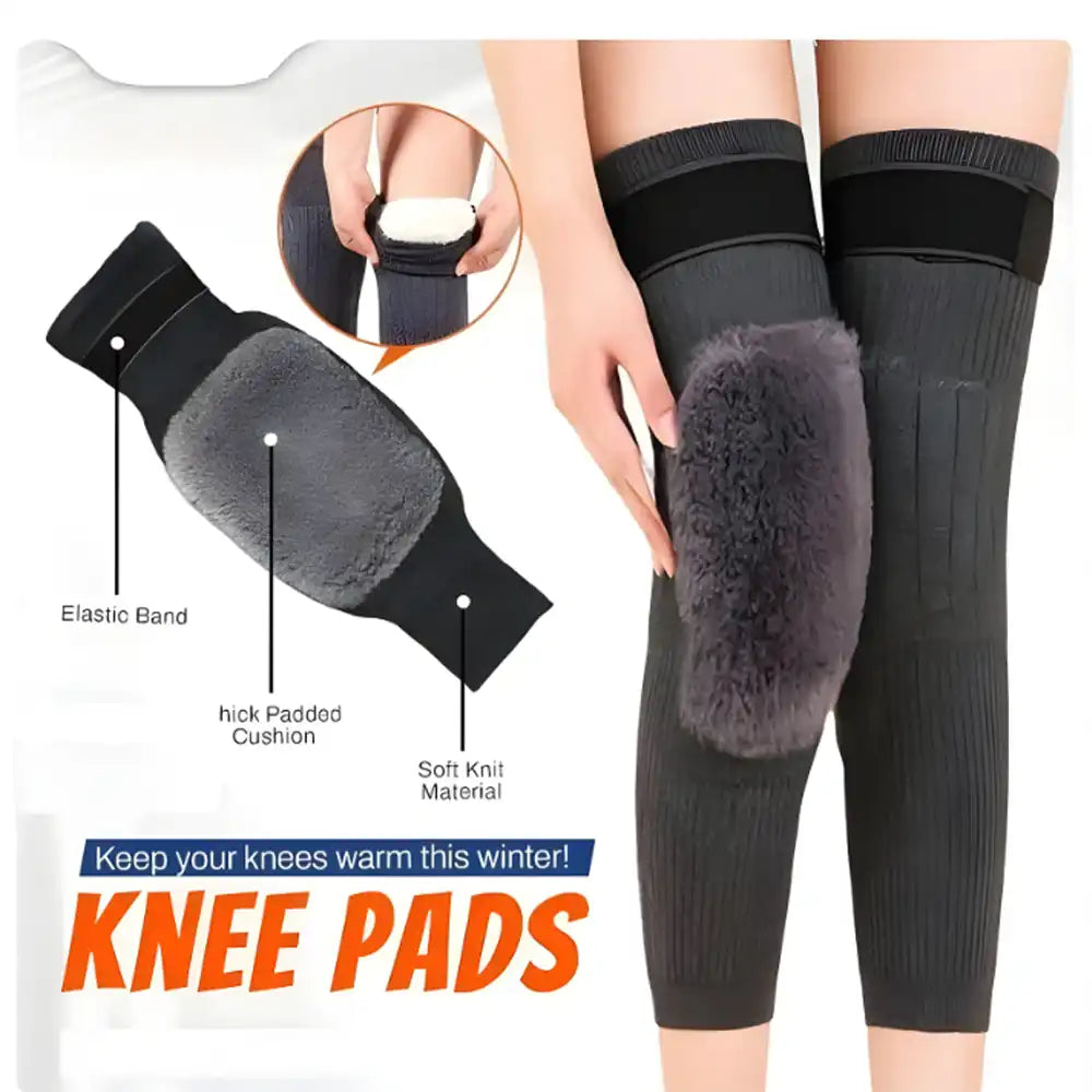 1 Pair Woolen Blend Thermal Knee Warmers Breathable Elastic for Women Men & Old People