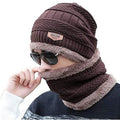 2-in-1 Knitted Winter Scarf Beanie Caps