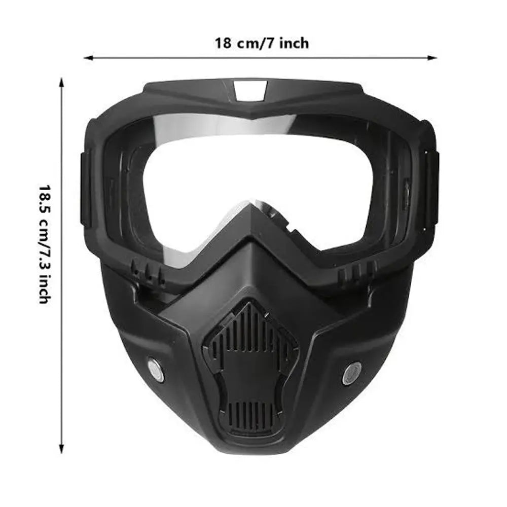 HIGH QUALITY Motorcycle Helmet Riding Goggles Glasses With Removable Face Mask [Blue Rainbow]